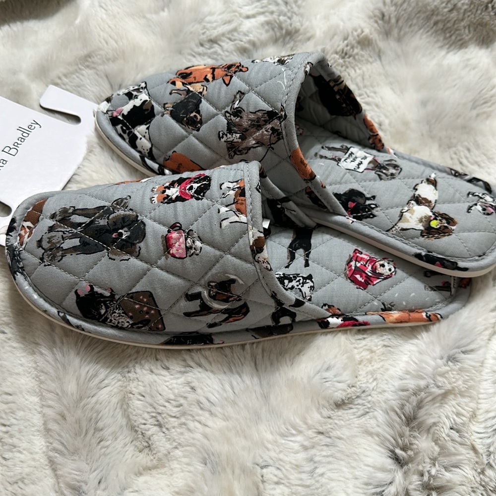 Vera Bradley Travel Slippers Dog Show Medium 7-8 NWT